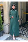 Yakası Taş Süsleme Menekşe Abaya